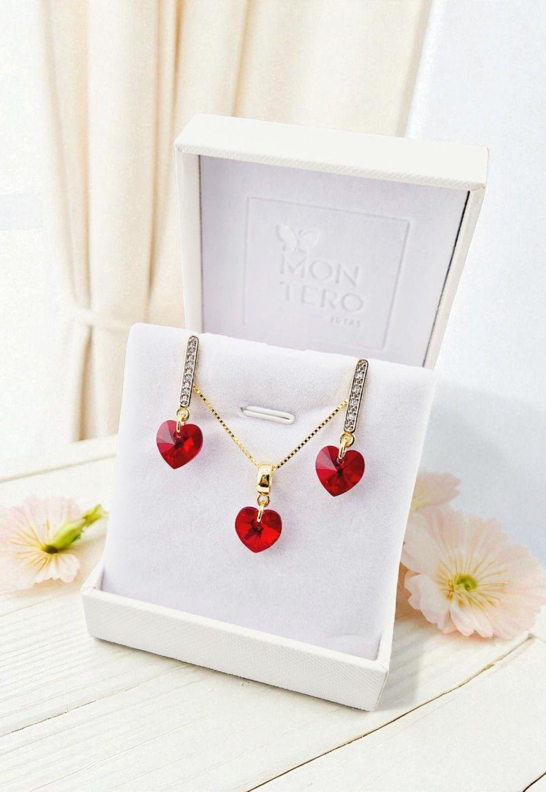 Conjunto Romance Gold 24K Cristal Genuino Siam -2