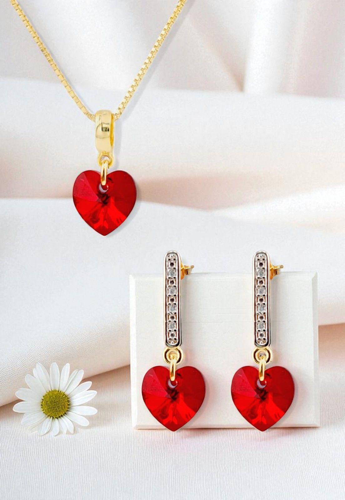 Conjunto Romance Gold 24K Cristal Genuino Siam -4