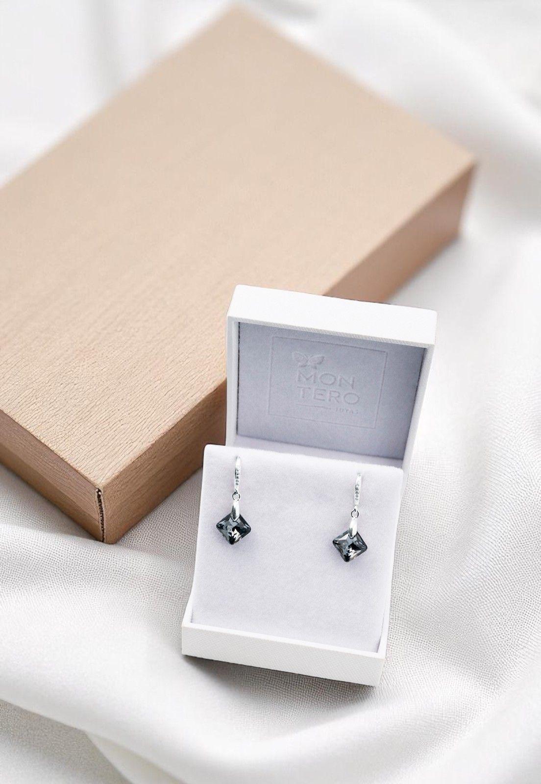 Aros Cristina Cristales Genuinos Silver Night-3