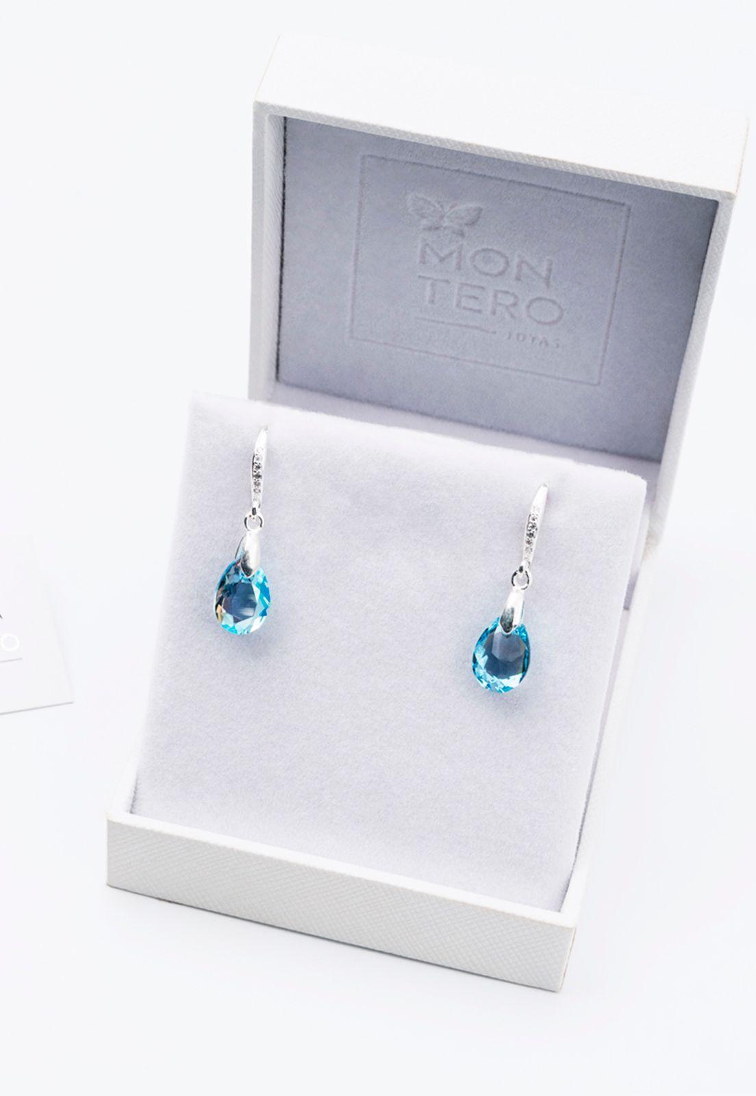 Aros Gota de Luz Cristales Genuinos Aquamarine-2