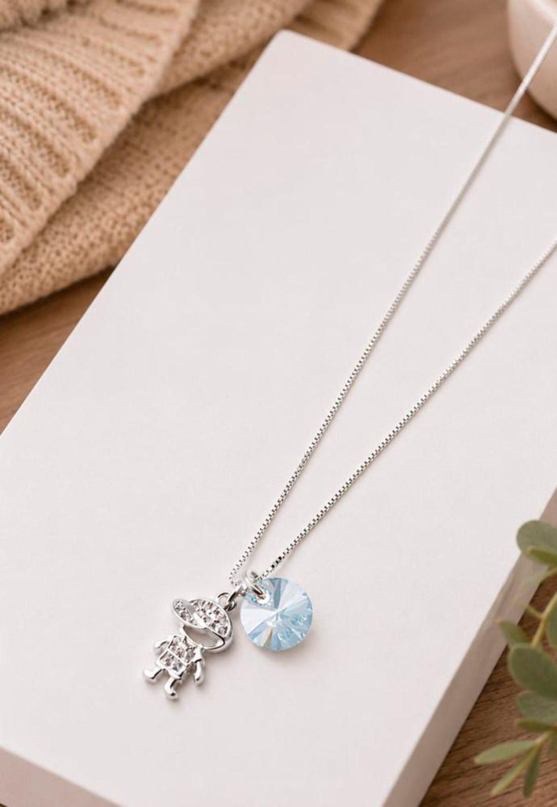 Collar Niño Plata 925  Cristal Swarovski® Blue Shade-1