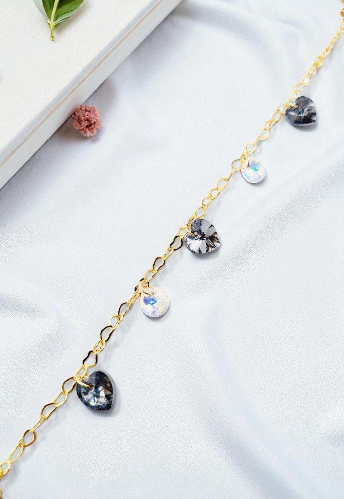 Pulsera Romance Gold 24K Cristal Genuino Silver Night-3
