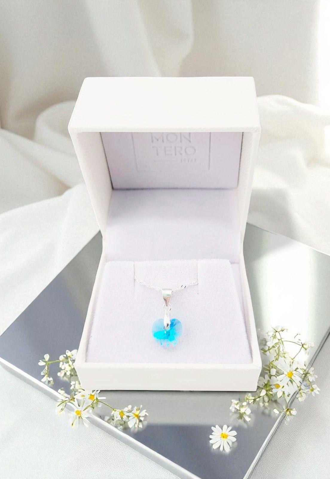 Collar Romance Plata Italiana 925 Cristal Genuino Aquamerine-3