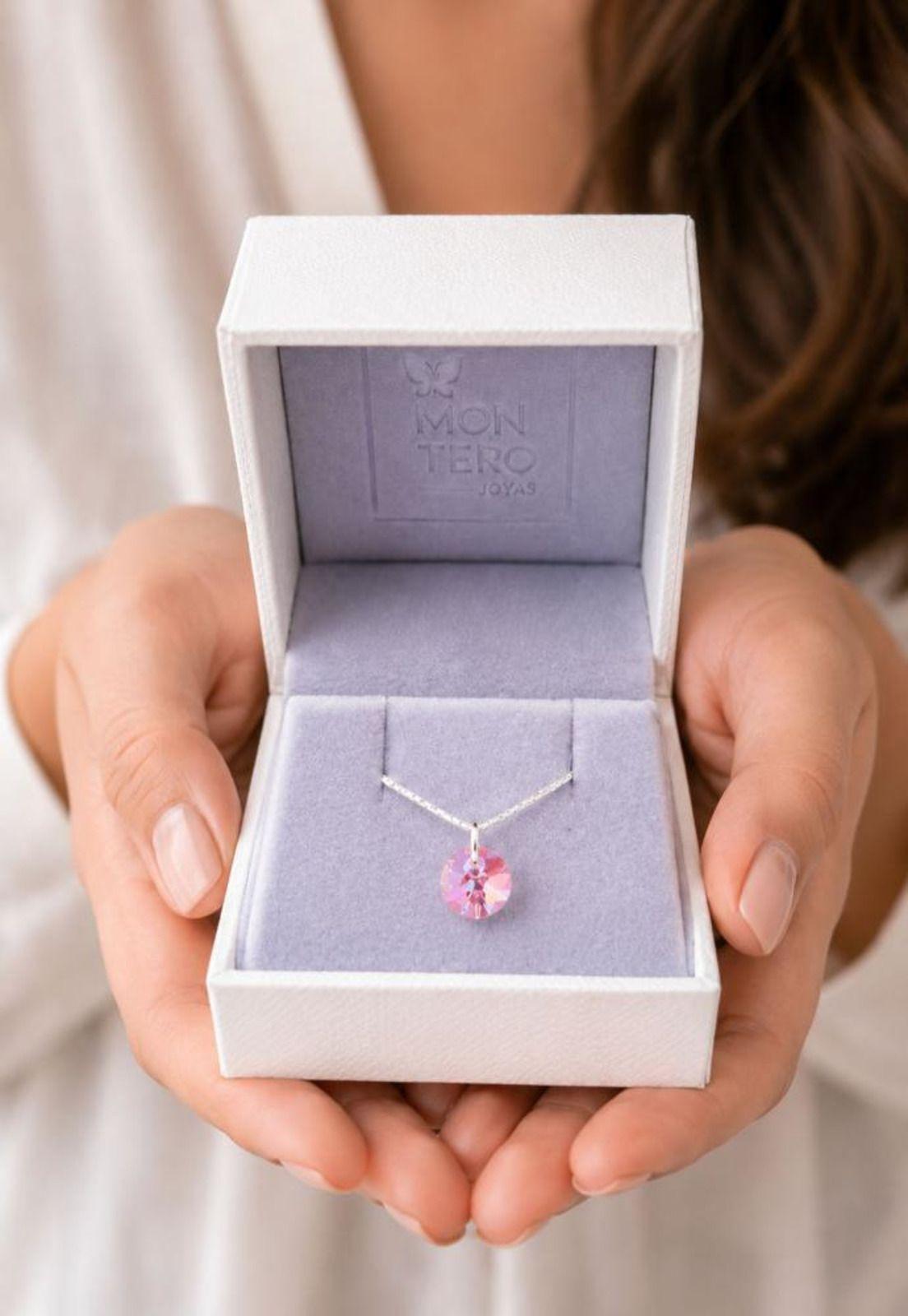 Collar Punto de Luz Plata 925 Cristal Swarovski® Light Rose-3
