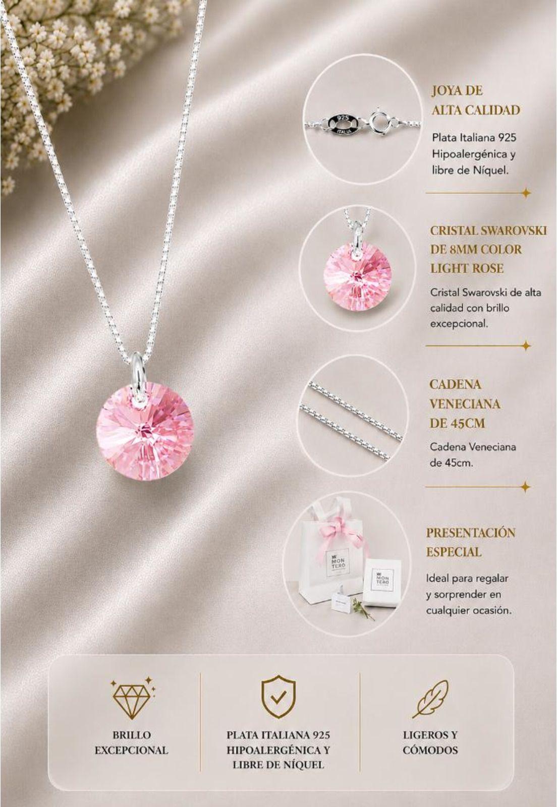 Collar Punto de Luz Plata 925 Cristal Swarovski® Light Rose-5