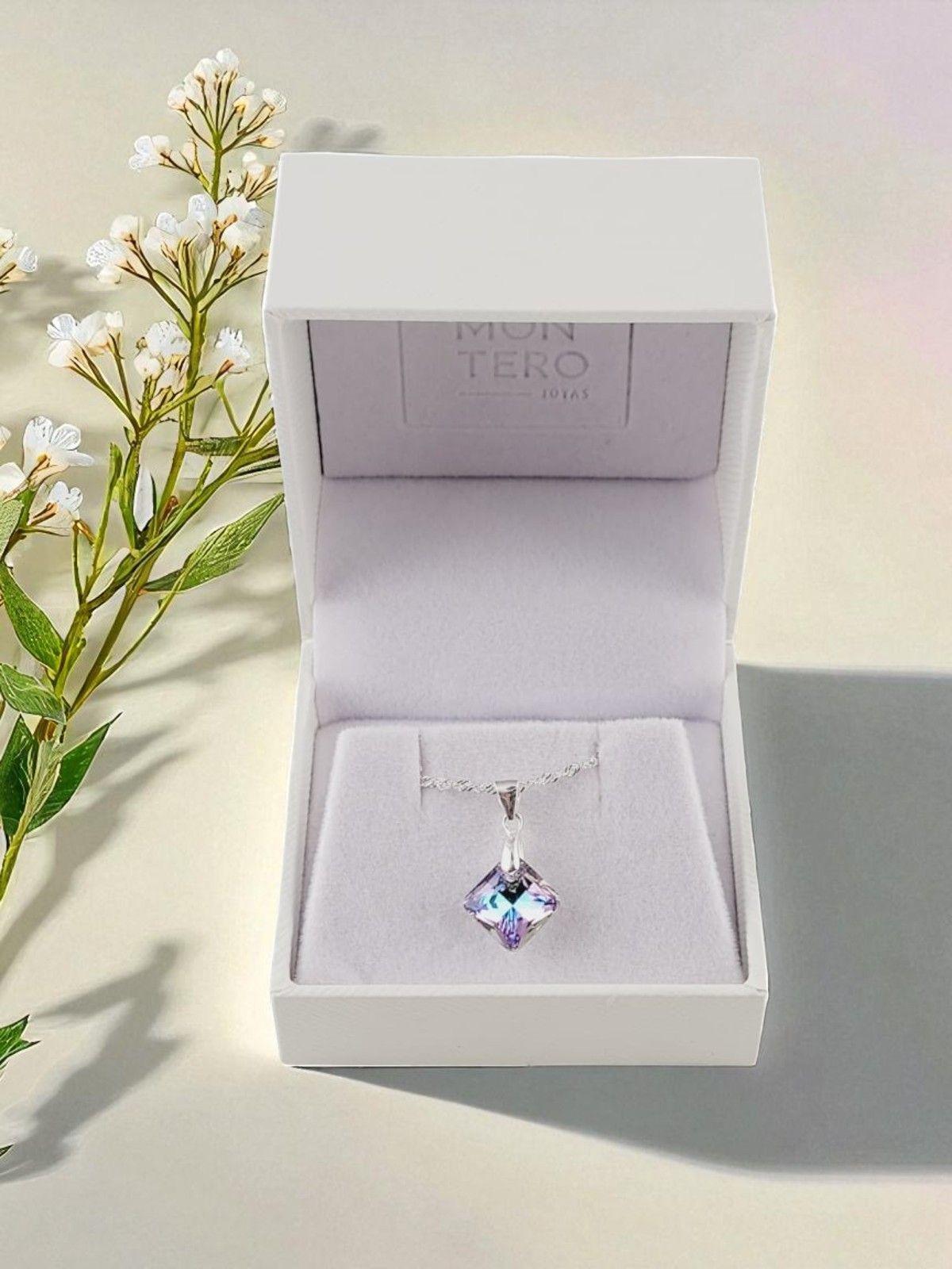 Collar Cristina Plata 925 Cristal Genuino Vitral Light-1