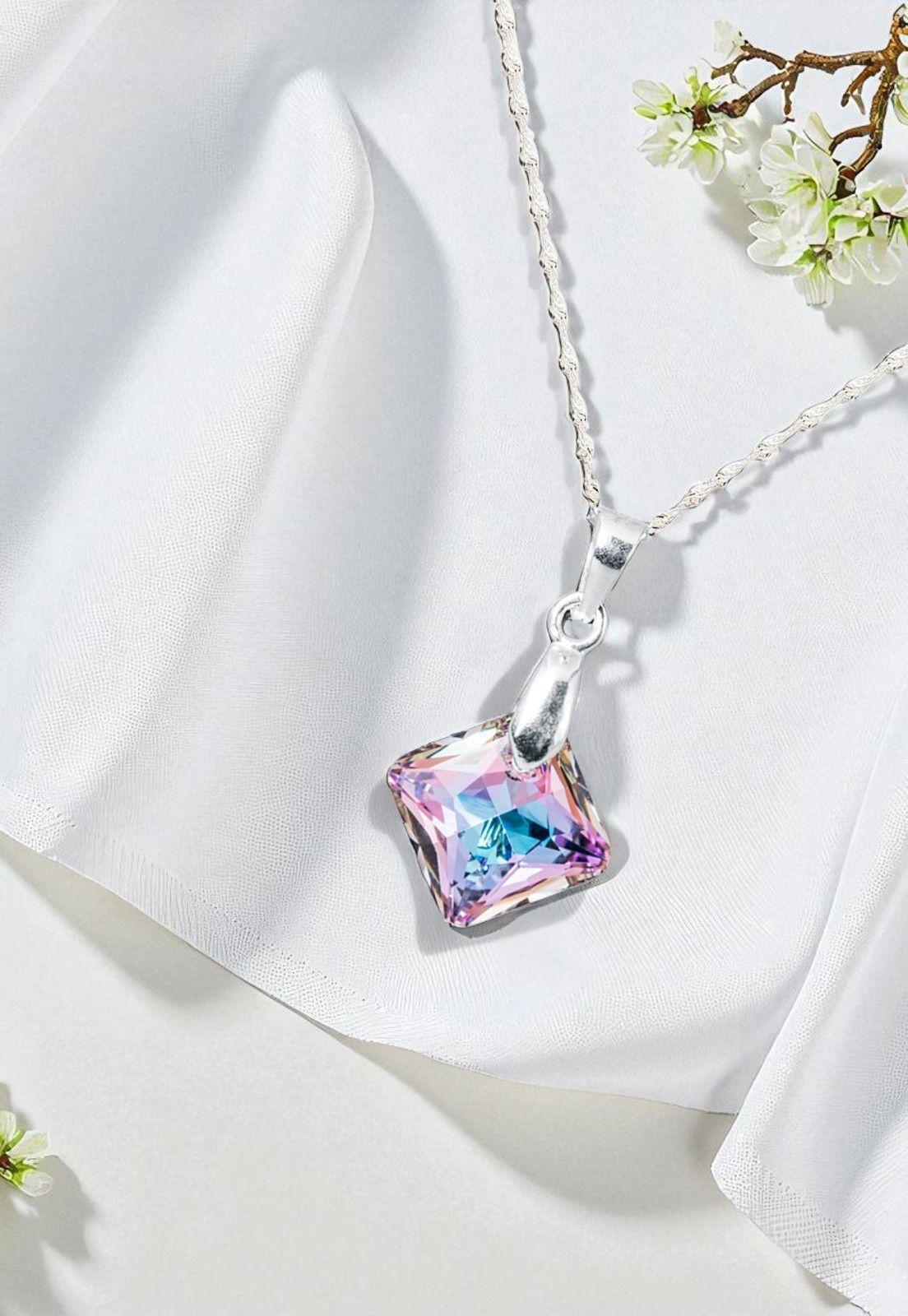 Collar Cristina Plata 925 Cristal Genuino Vitral Light-2