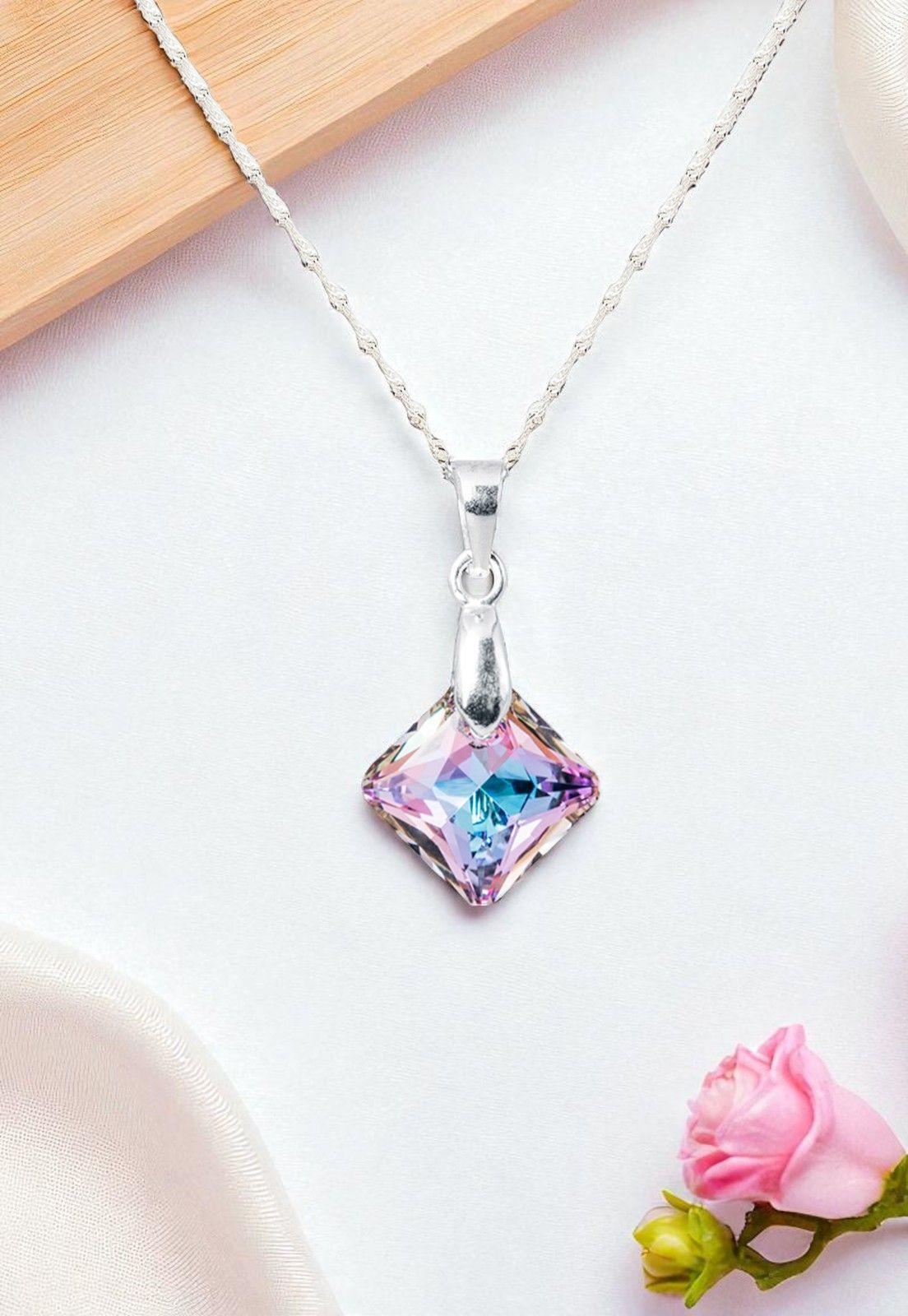 Collar Cristina Plata 925 Cristal Genuino Vitral Light-2