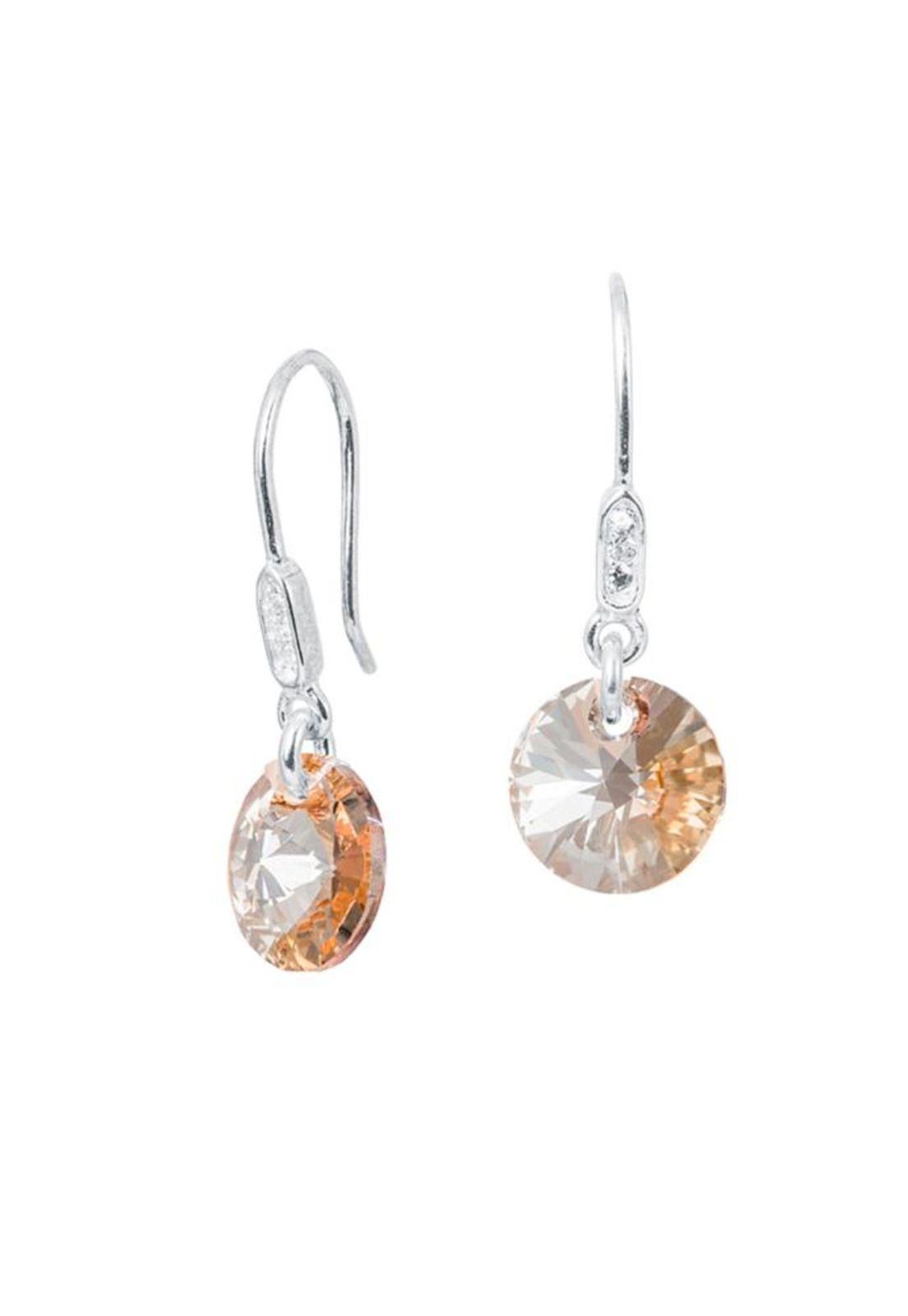 Aros Punto De Luz Circón Plata 925 Cristal Swarovski® Golden Shadow-0
