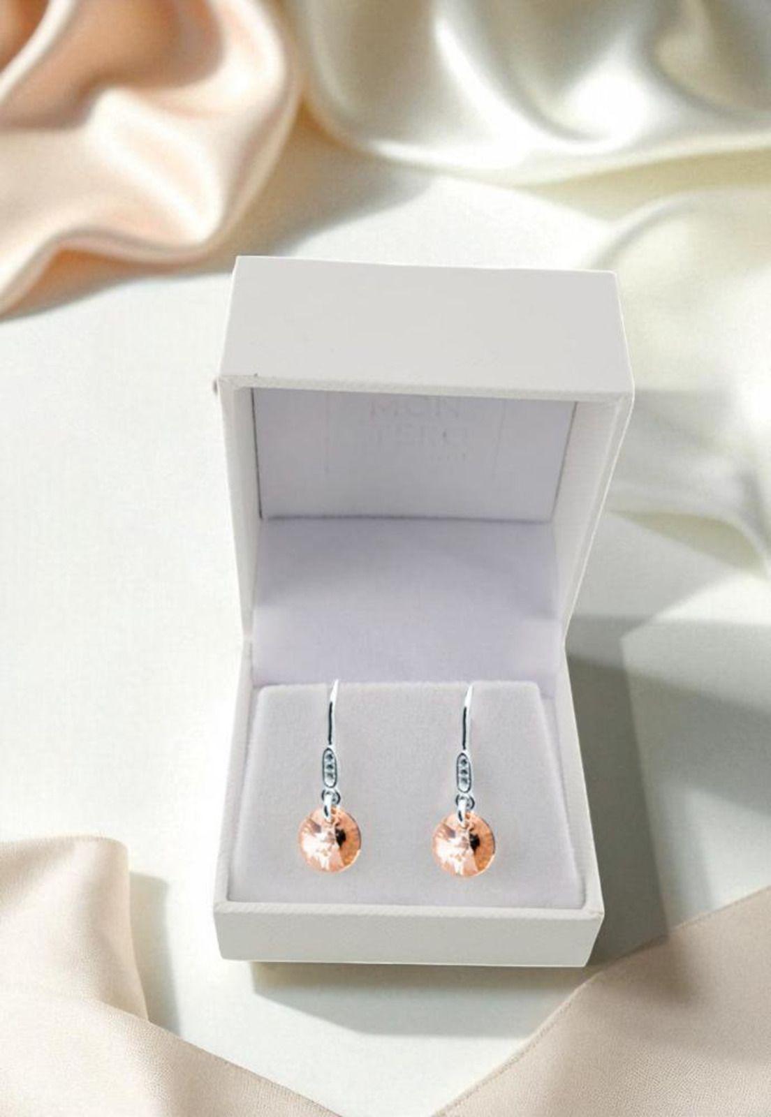 Aros Punto De Luz Circón Plata 925 Cristal Swarovski® Golden Shadow-3