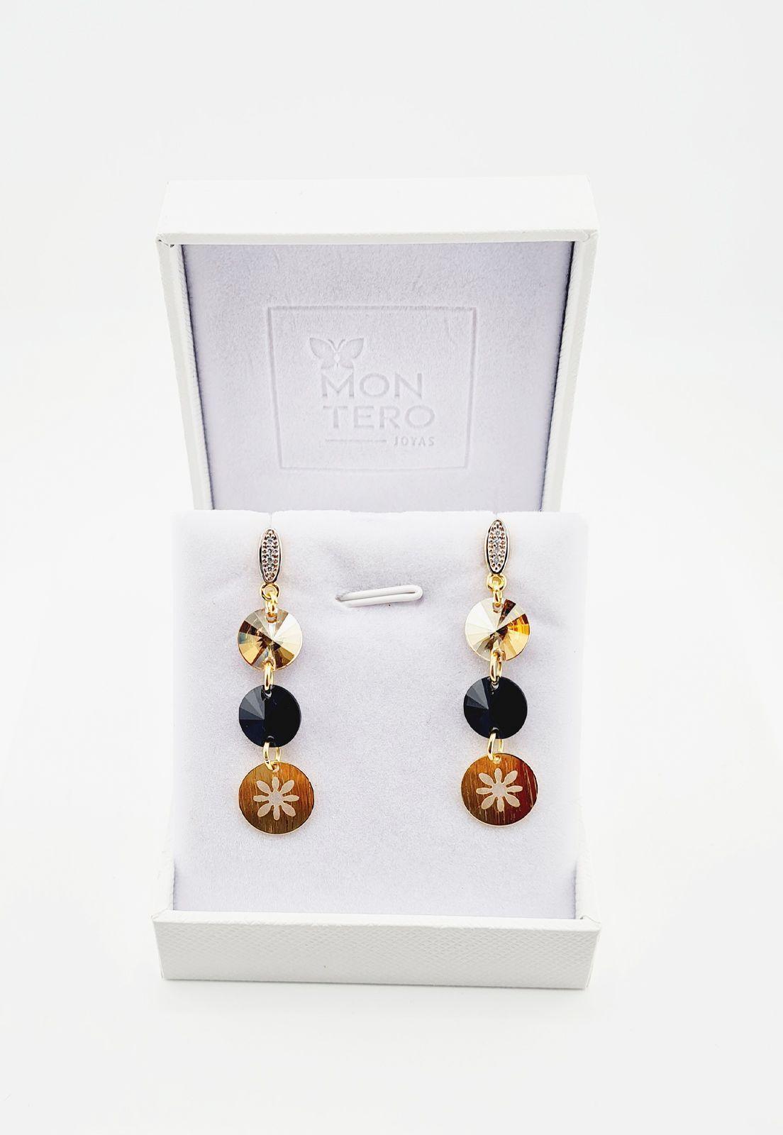 Conjunto Amparo Gold Cristales Genuinos Jet-3