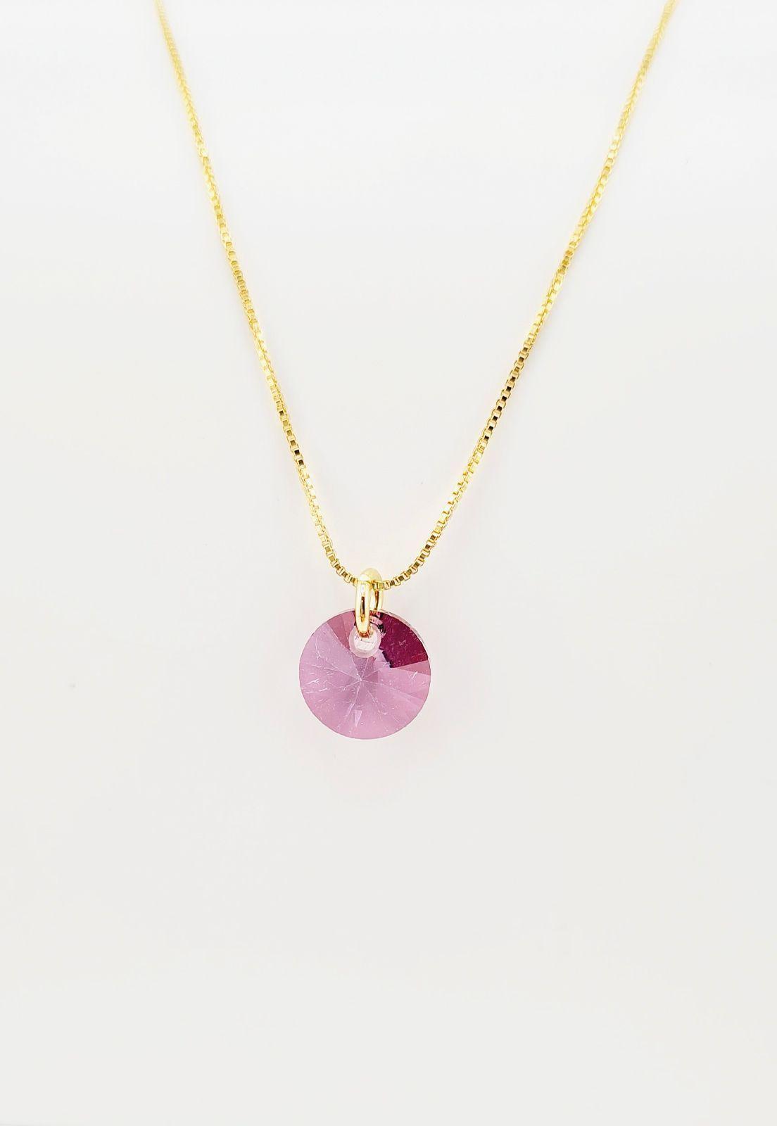 Collar Punto de Luz Gold Cristales Genuinos Antique Pink-3