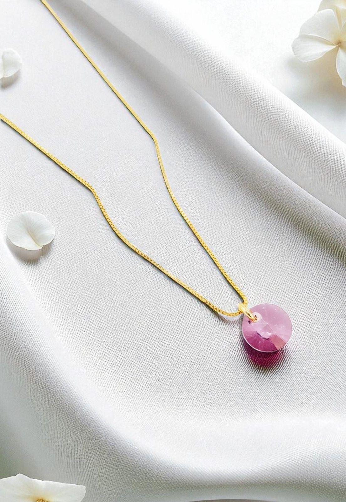 Collar Punto de Luz Gold Cristales Genuinos Antique Pink-2