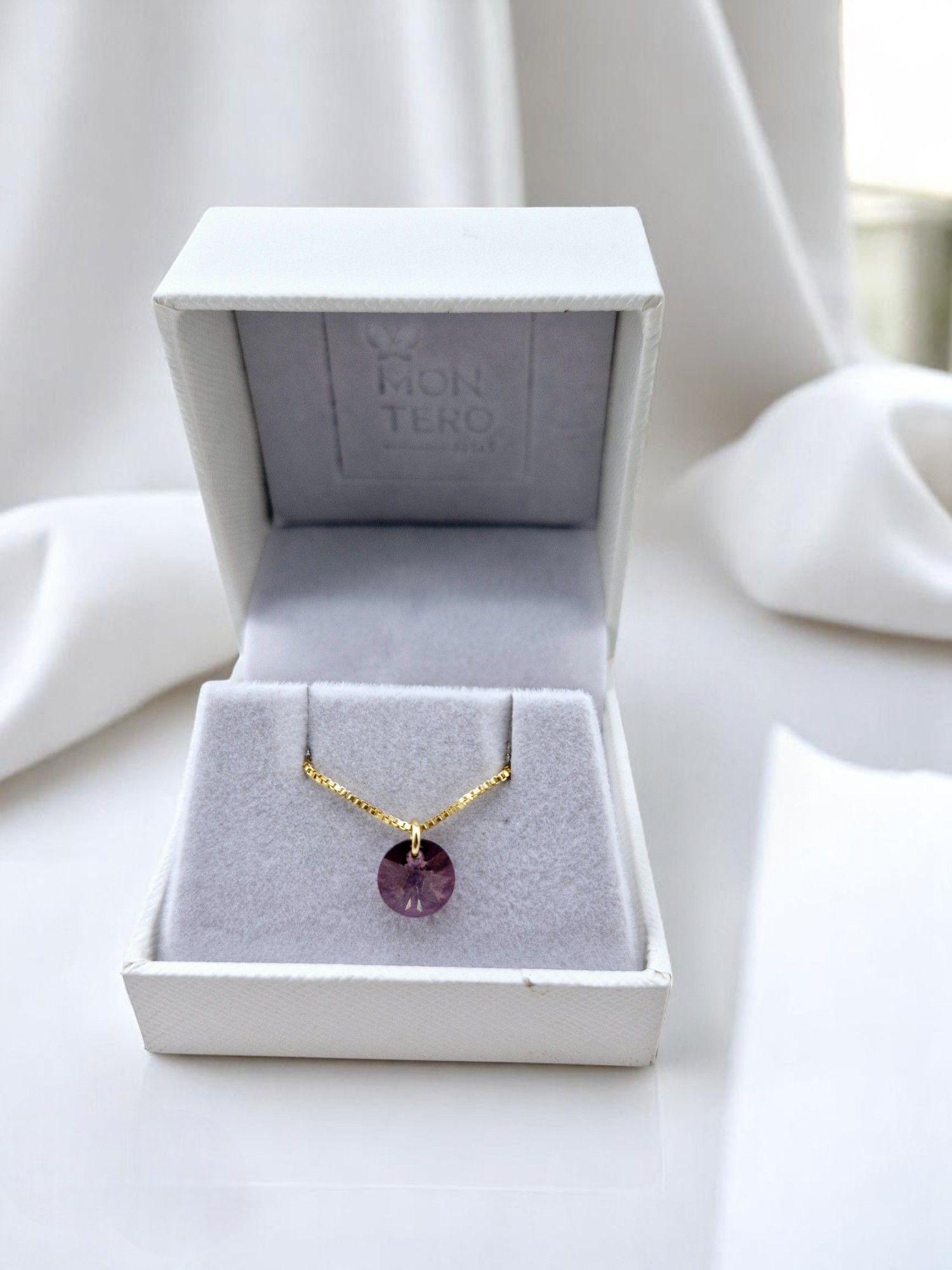 Collar Punto de Luz Gold Cristales Genuinos Antique Pink-3