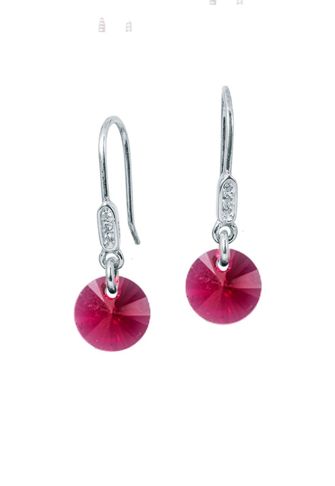 Aros Punto de Luz Plata 925 Cristal Swarovski® Scarlet-0