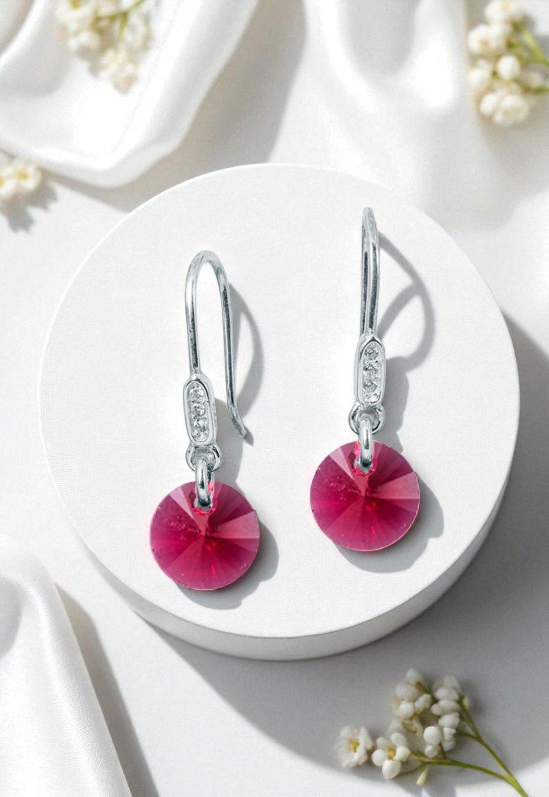 Aros Punto de Luz Plata 925 Cristal Swarovski® Scarlet-1
