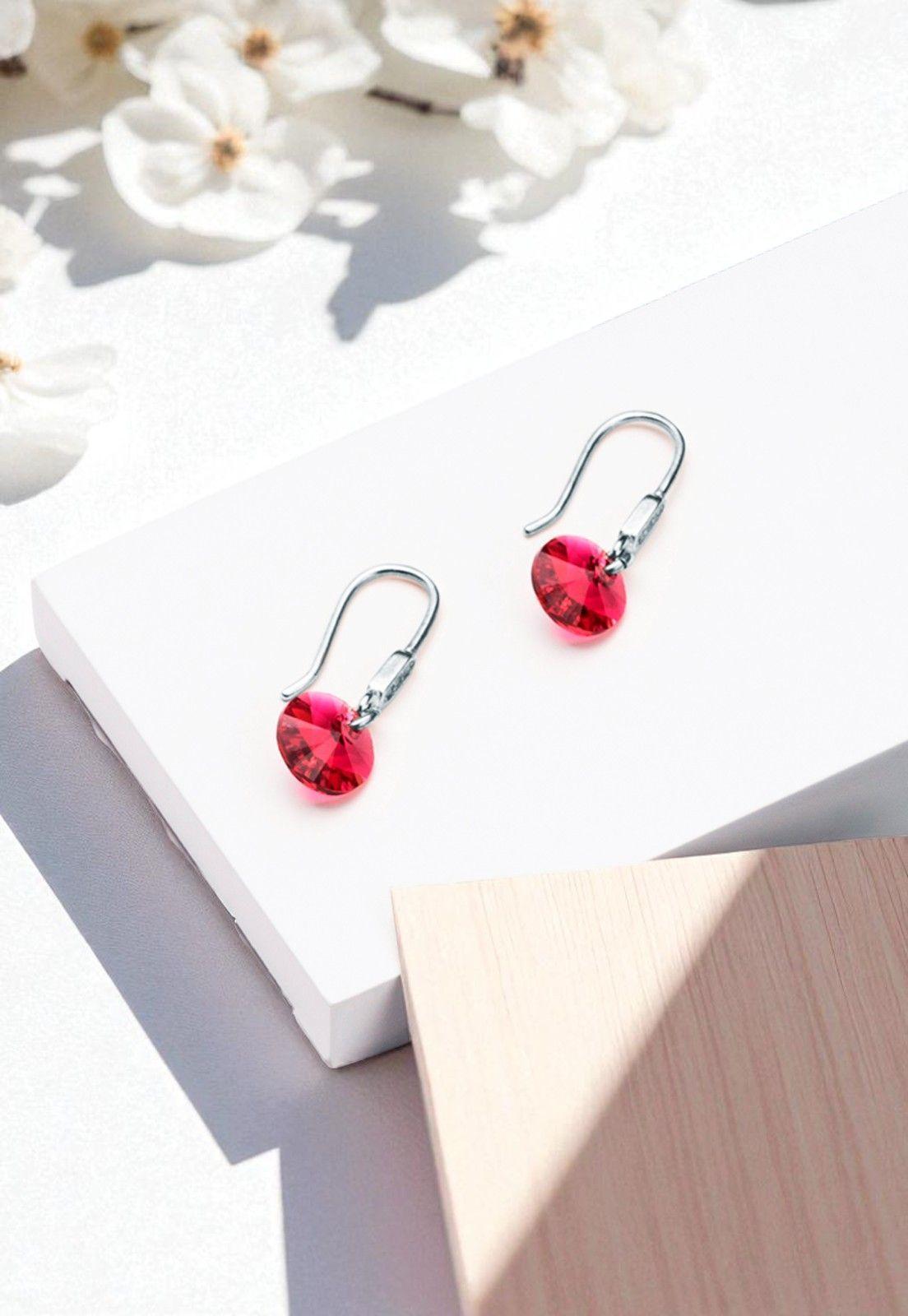 Aros Punto de Luz Plata 925 Cristal Swarovski® Scarlet-2