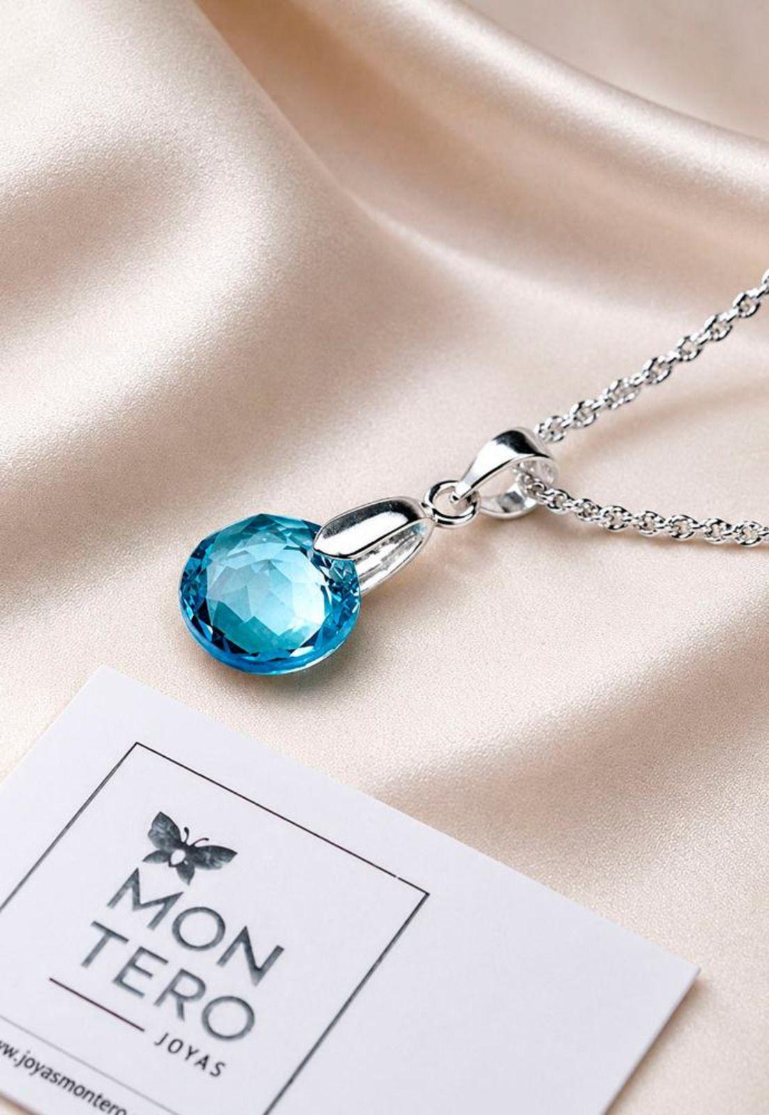 Collar Gran Gracia Plata 925 Cristal Swarovski® Aquamarine-6
