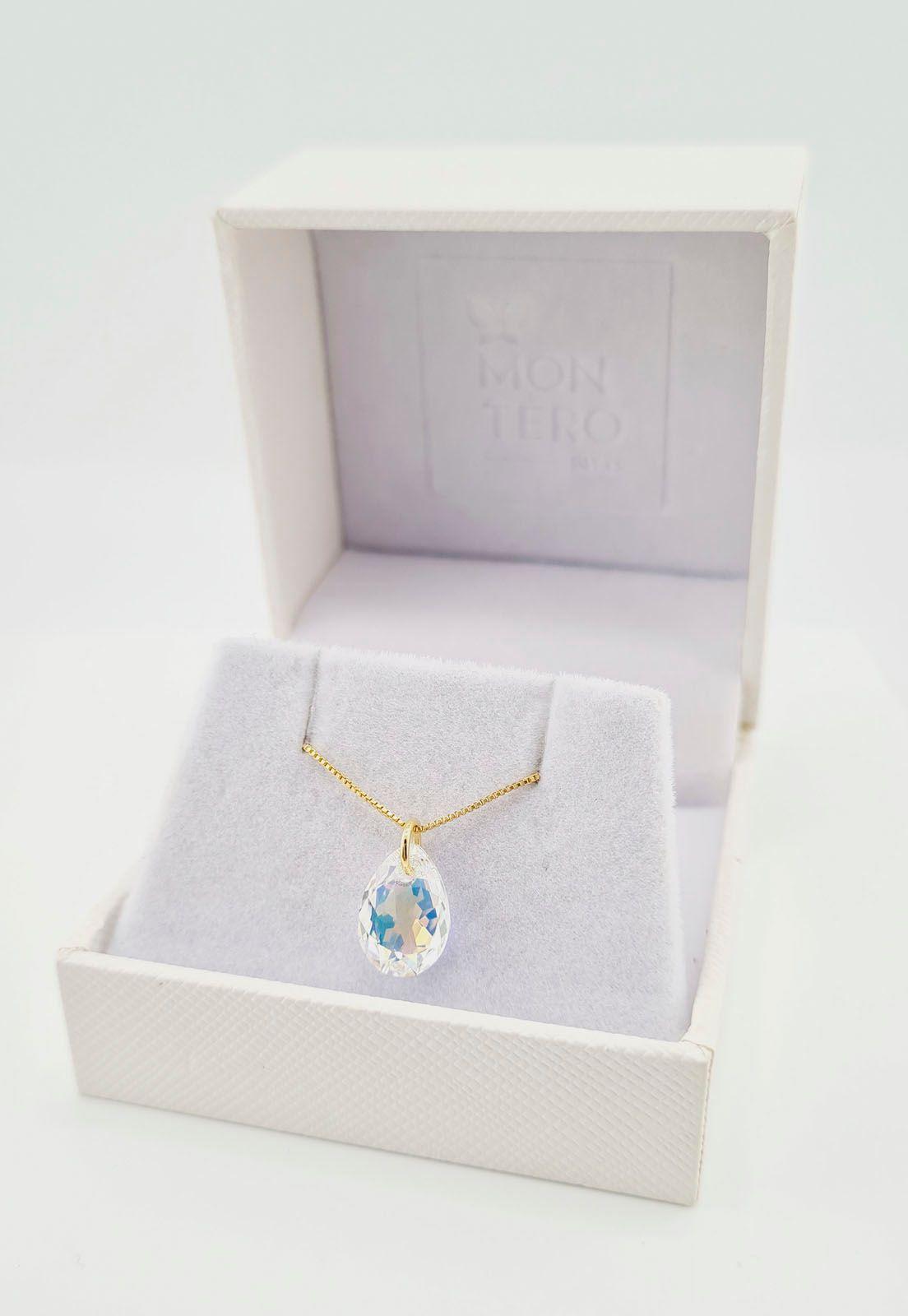 Collar Gota de Luz Gold Cristales Genuinos Aurora Boreal-2