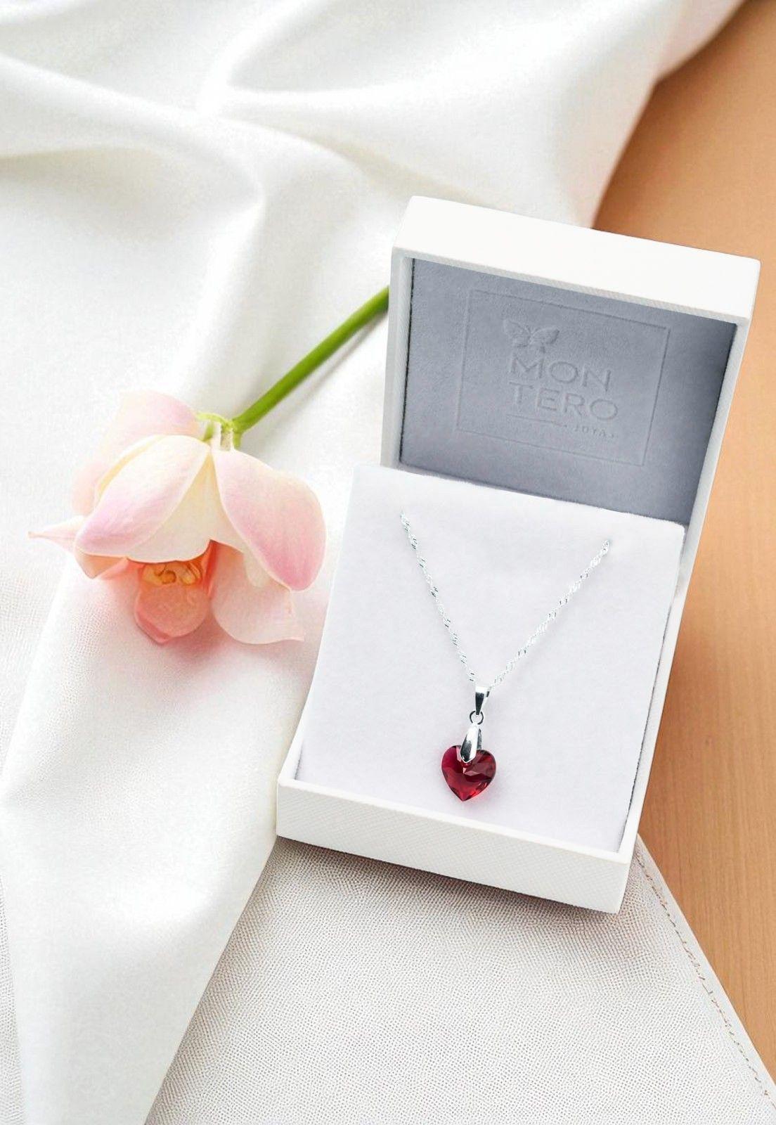 Collar Amor Plata Italiana 925 Cristales Genuinos Scarlet-2