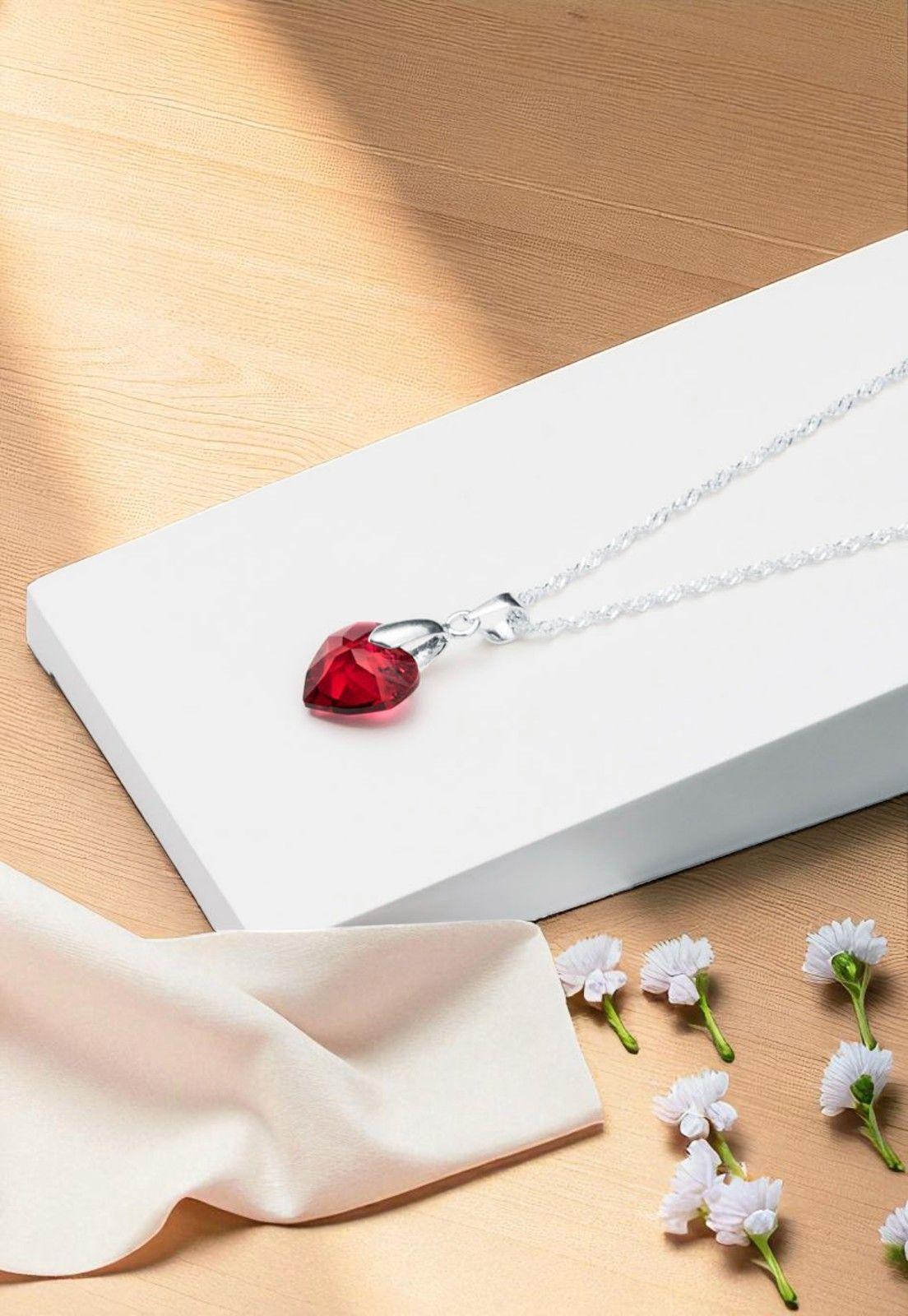 Collar Amor Plata Italiana 925 Cristales Genuinos Scarlet-3