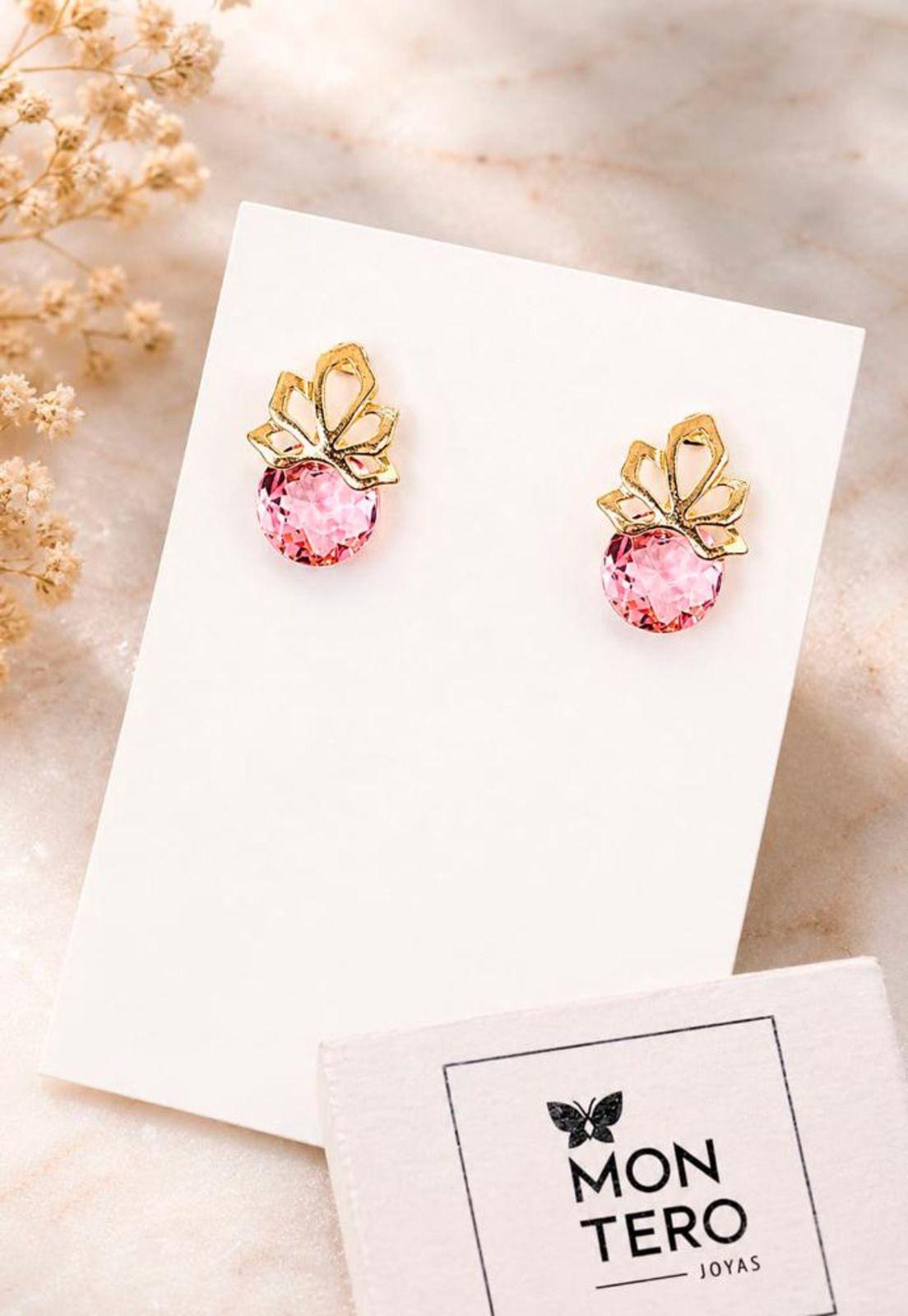 Aros Bali Gold 24K Cristal Swarovski® Light Rose-0