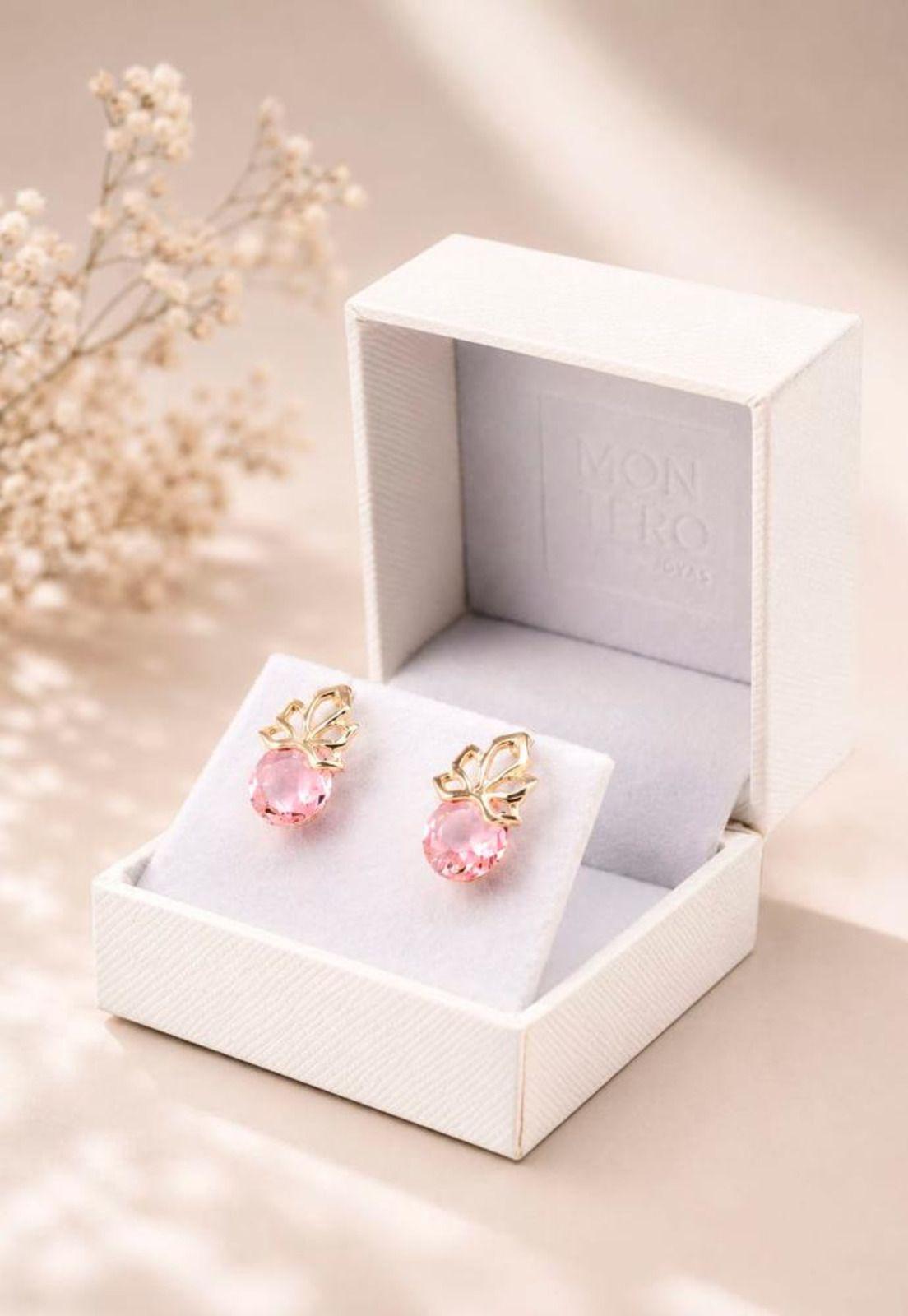 Aros Bali Gold 24K Cristal Swarovski® Light Rose-2