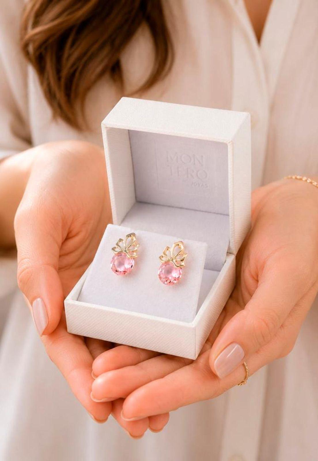 Aros Bali Gold 24K Cristal Swarovski® Light Rose-3