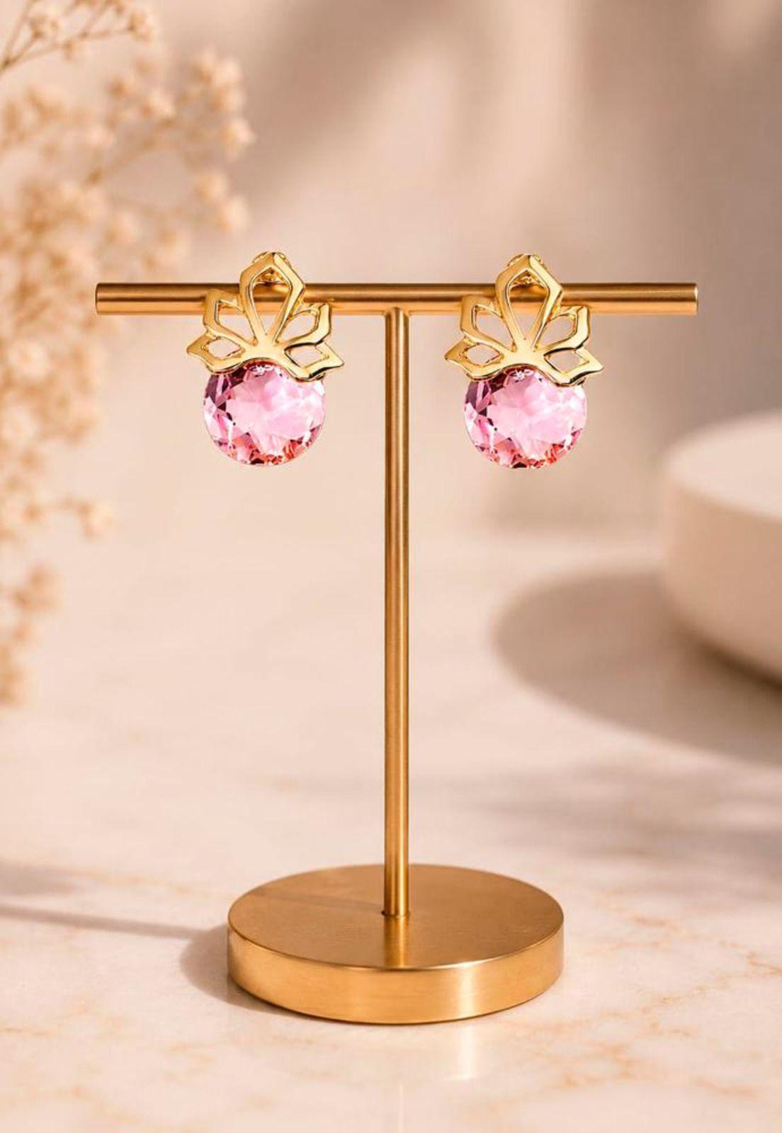 Aros Bali Gold 24K Cristal Swarovski® Light Rose-4