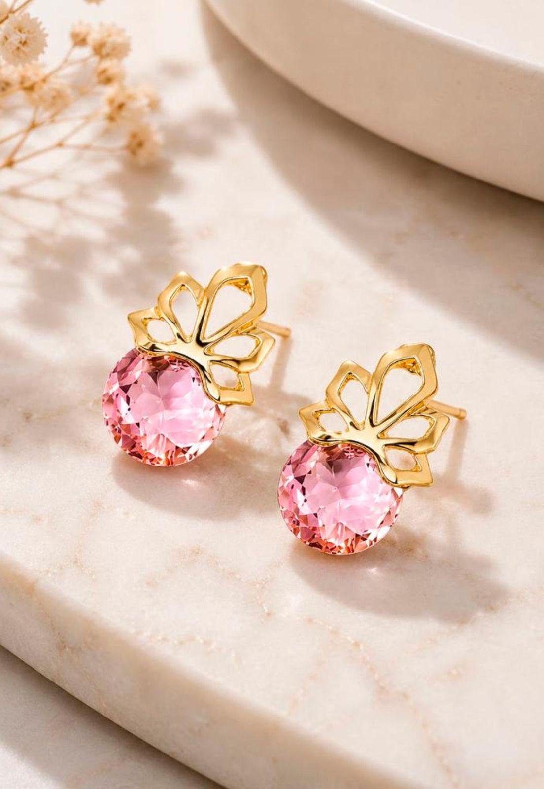 Aros Bali Gold 24K Cristal Swarovski® Light Rose-5