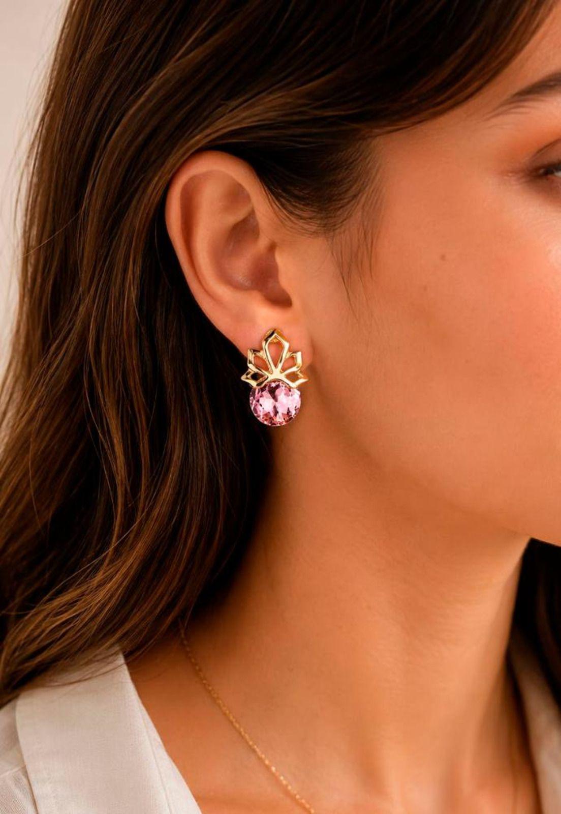 Aros Bali Gold 24K Cristal Swarovski® Light Rose-6