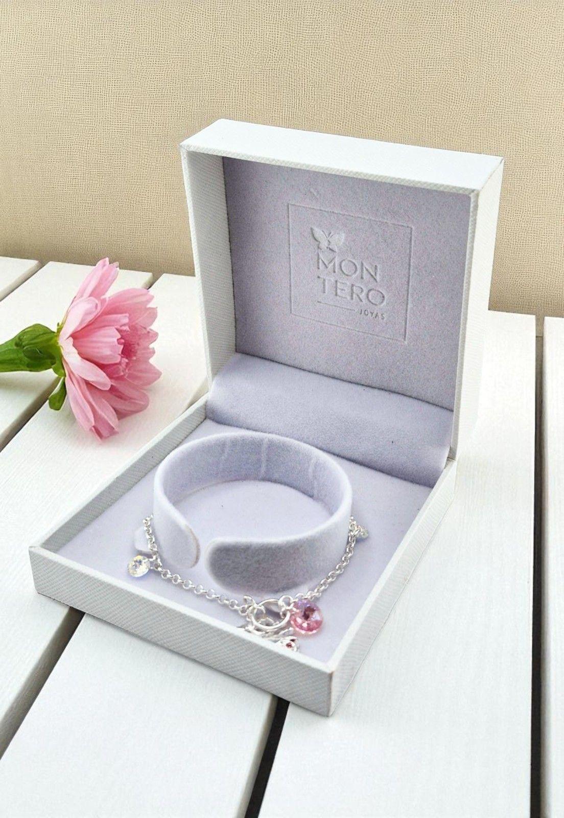 Pulsera Niña Plata Italiana 925 Cristal Genuino Aurora Boreal y Light Rose-3
