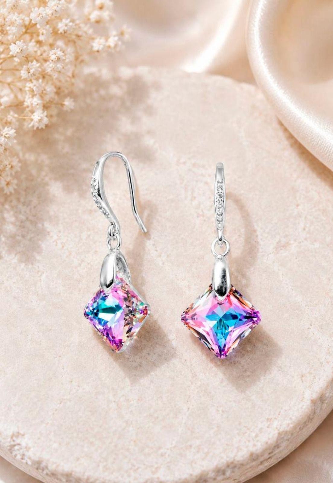 Aros Cristina Plata 925 Cristal Swarovski®Vitral Light-2
