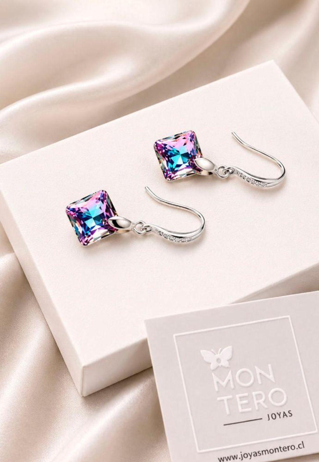 Aros Cristina Plata 925 Cristal Swarovski®Vitral Light-3