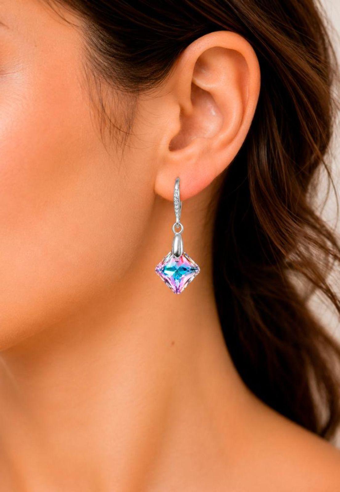 Aros Cristina Plata 925 Cristal Swarovski®Vitral Light-8