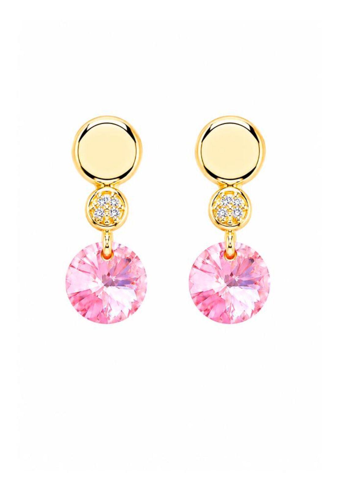 Aros Punto de Luz Gold 24K Cristal Swarovski® Rose-0