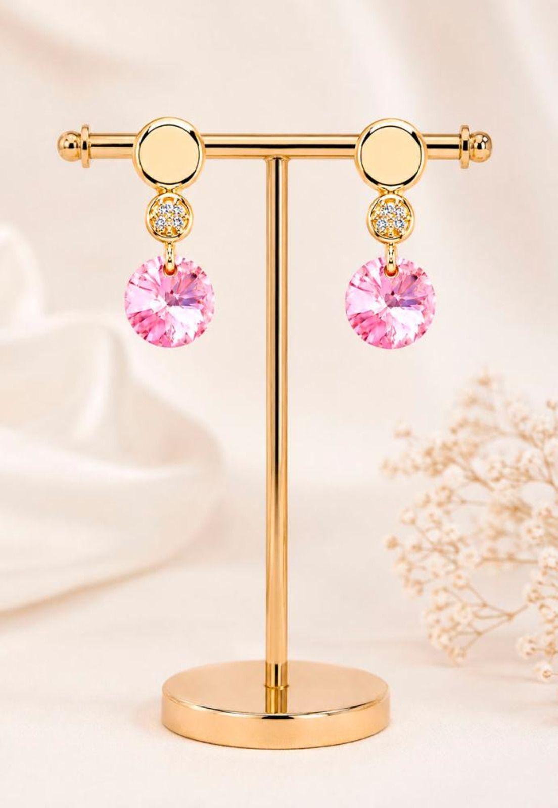 Aros Punto de Luz Gold 24K Cristal Swarovski® Rose-1