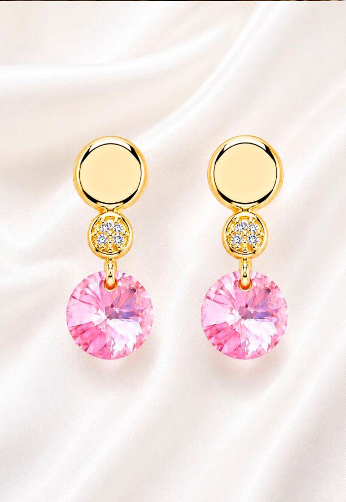 Aros Punto de Luz Gold 24K Cristal Swarovski® Rose-6
