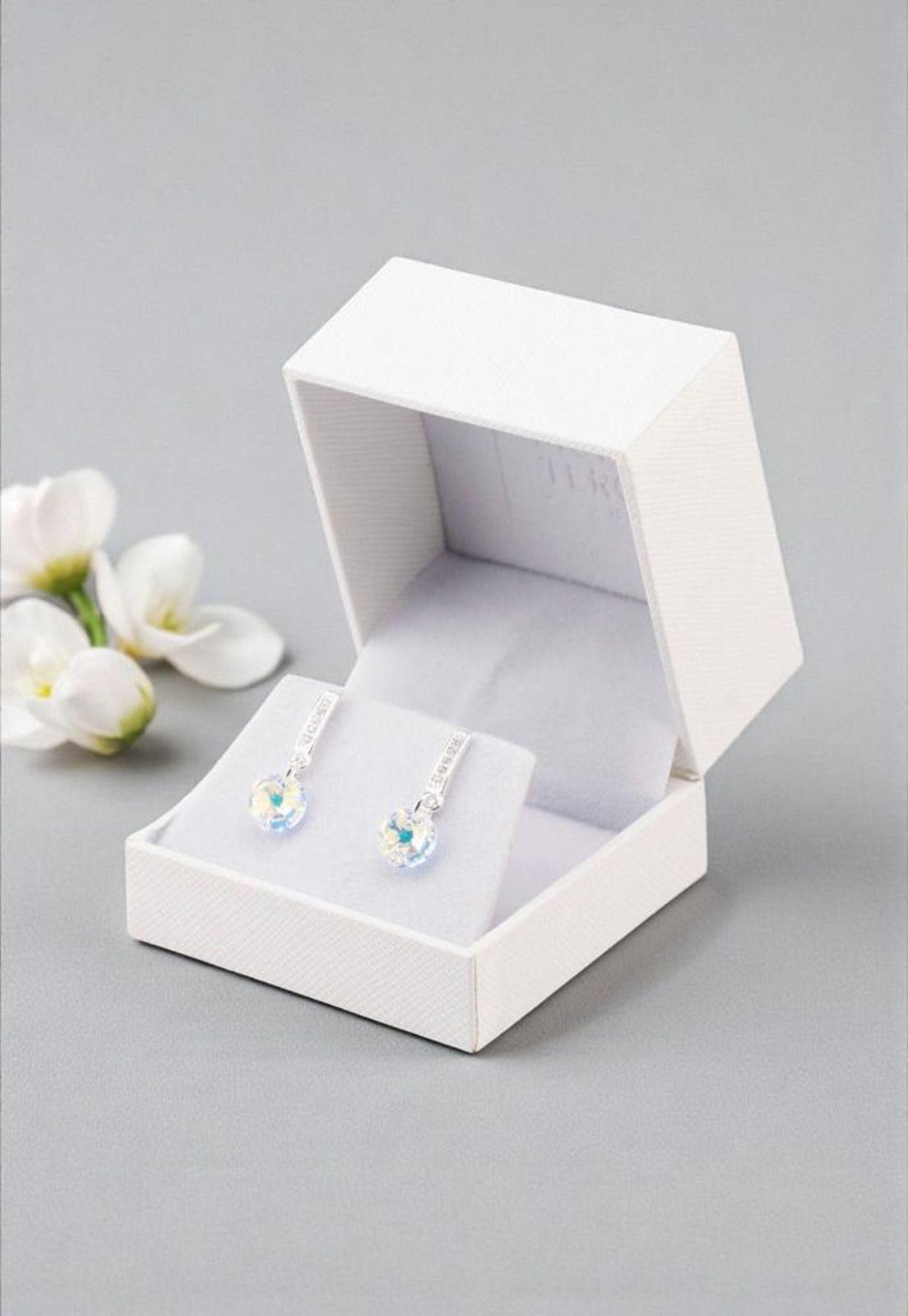 Aros Abril Baño Oro Blanco Cristal Swarovski® Aurora Boreal-3
