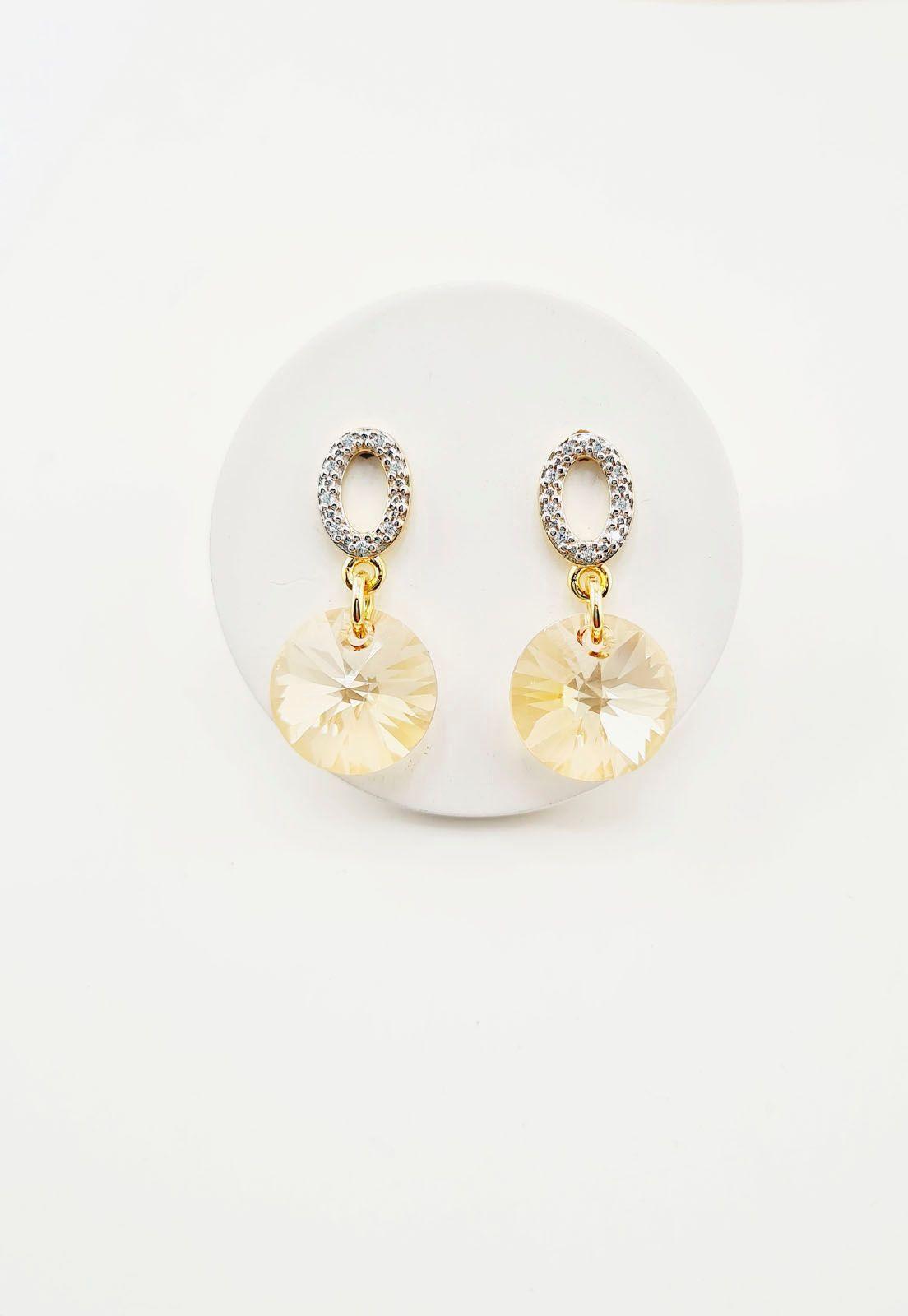 Conjunto Madrid Gold Baño de Oro Cristales Golden -3