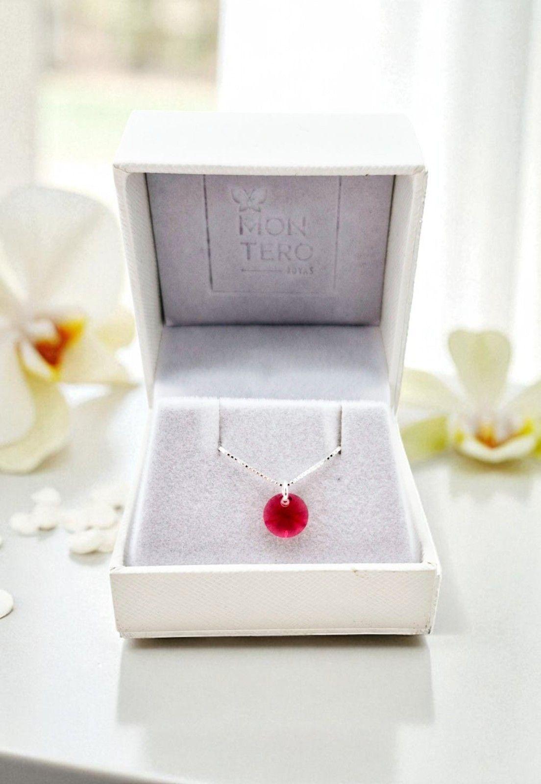 Collar Punto de Luz Plata 925 creado con cristales de Swarovski® Scarlet -3