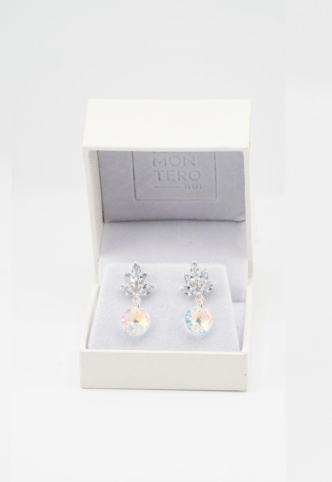 Aros Penelope Baño de Oro Blanco y Cirstal Aurora Boreal-2