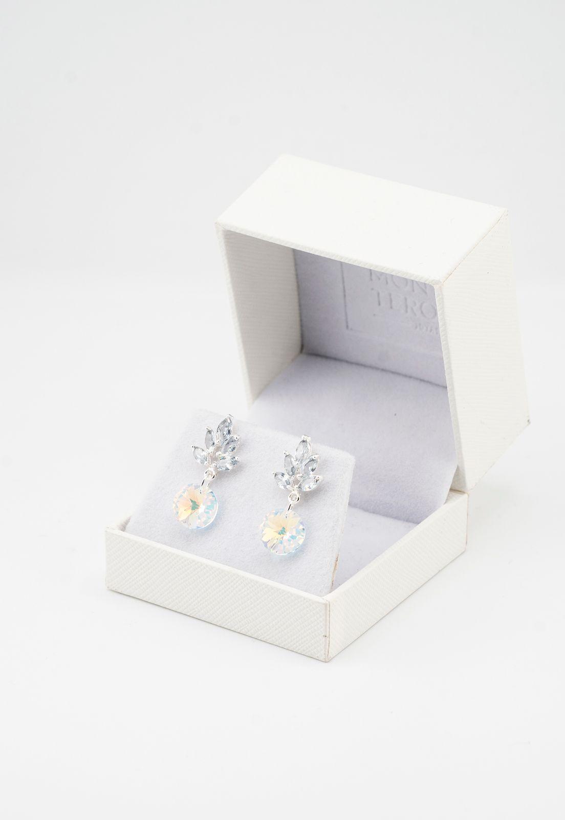 Aros Penelope Baño de Oro Blanco y Cirstal Aurora Boreal-3