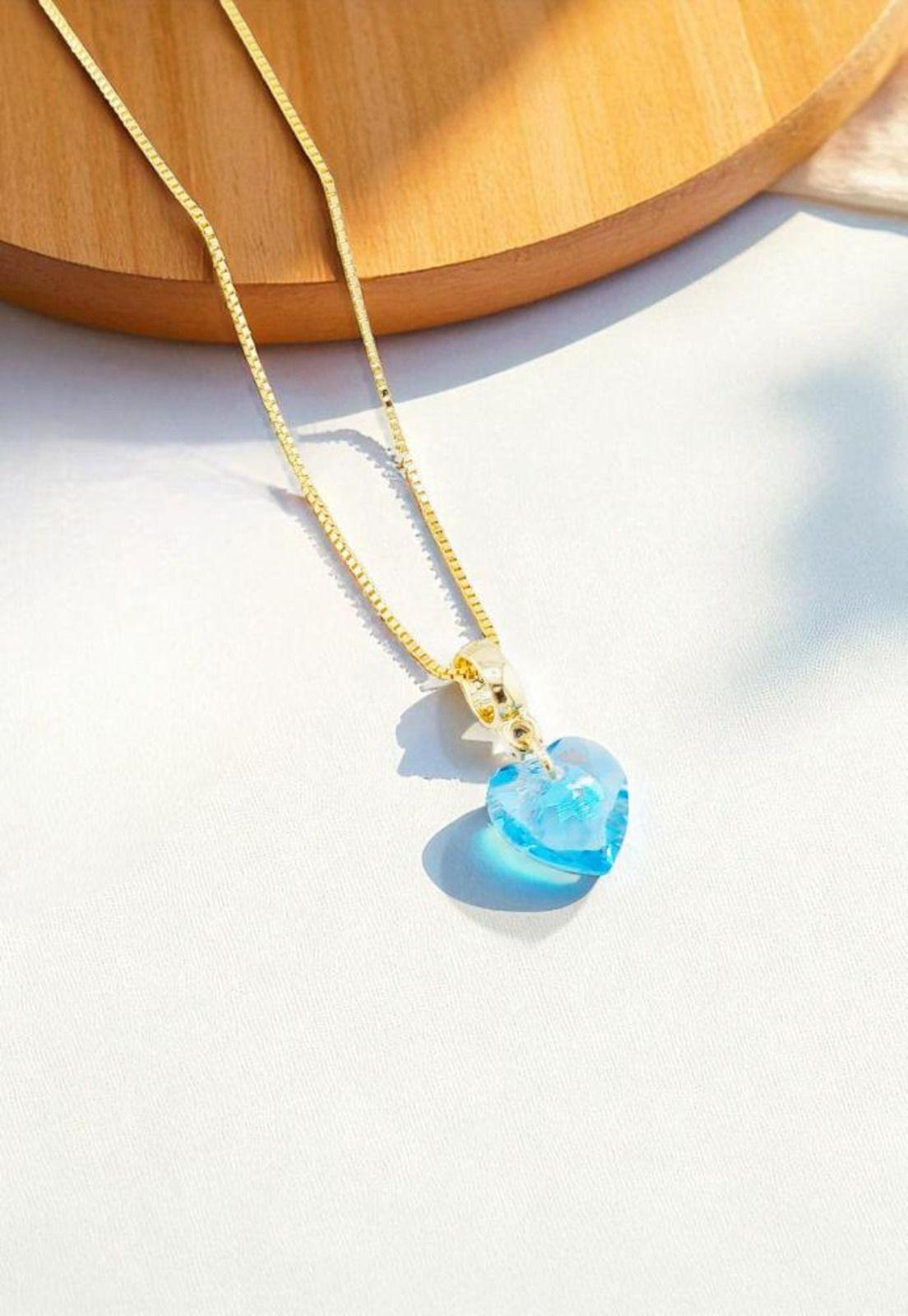 Collar Amor Gold 24K Cristal Swarovski® Aquamarine-2