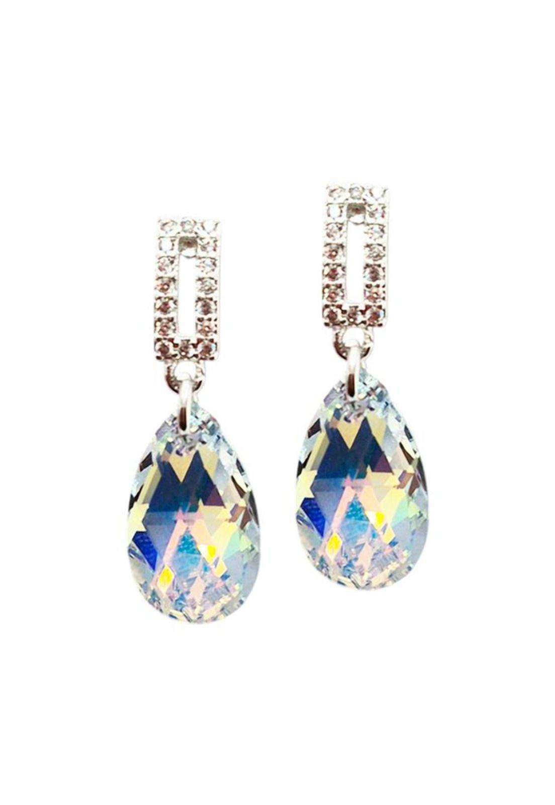 Aros Palermo Baño Oro Blanco Cristal Swarovski® Aurora Boreal-0