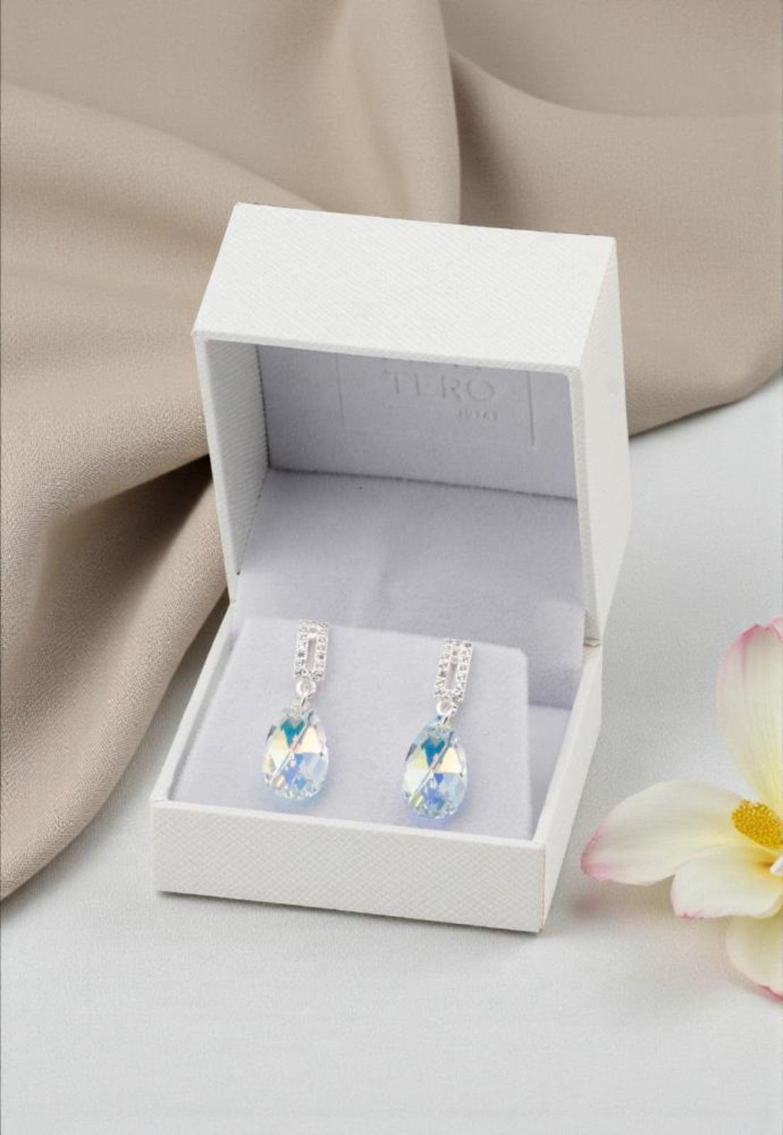 Aros Palermo Baño Oro Blanco Cristal Swarovski® Aurora Boreal-3