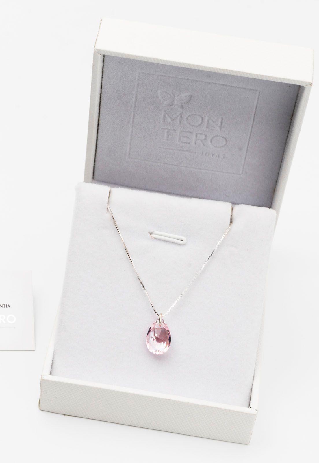 Collar Gota de Luz  con Cristales Genuinos Light Rose -2