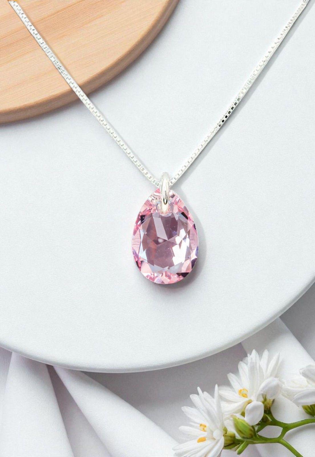 Collar Gota de Luz  con Cristales Genuinos Light Rose -1