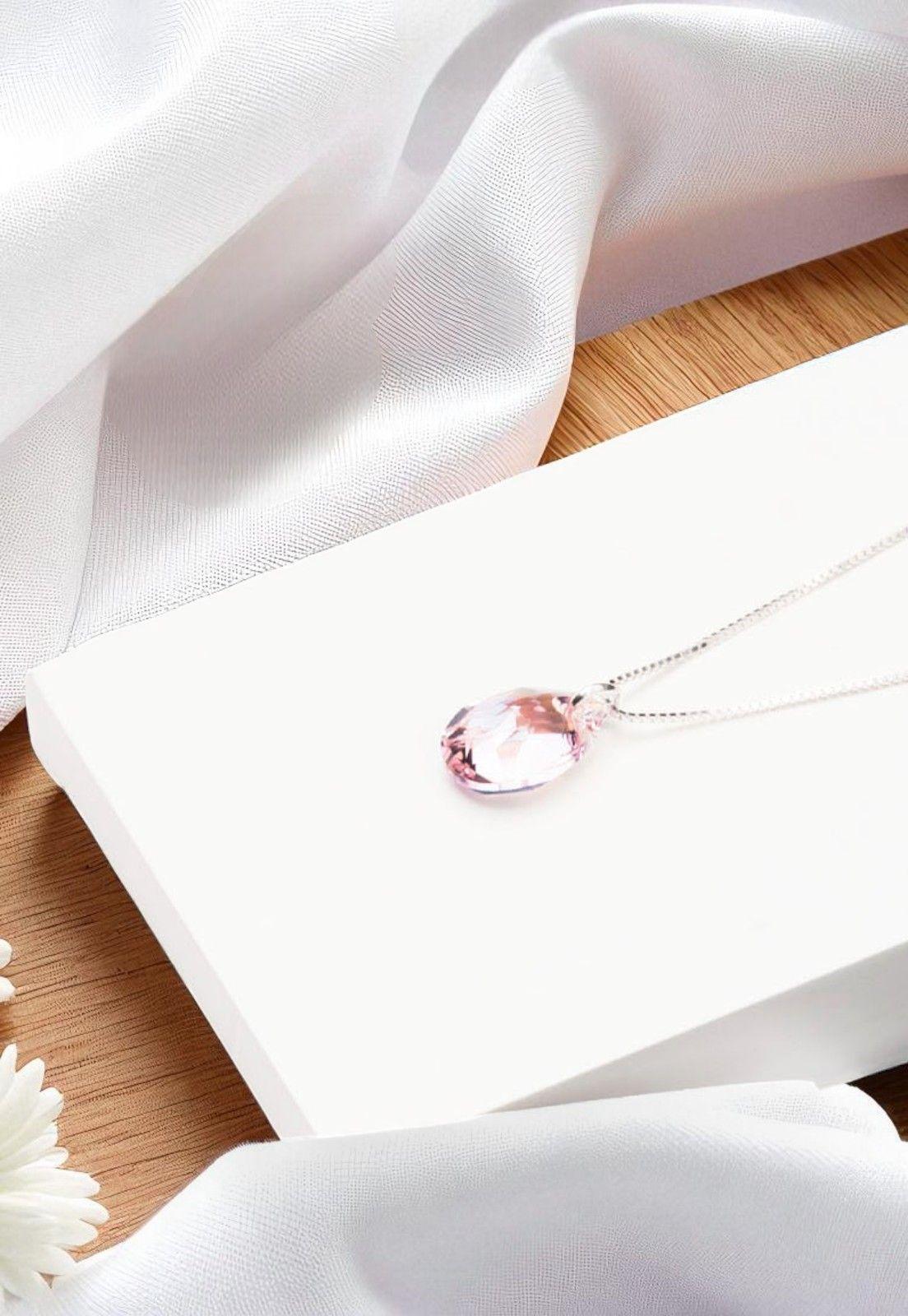 Collar Gota de Luz  con Cristales Genuinos Light Rose -2