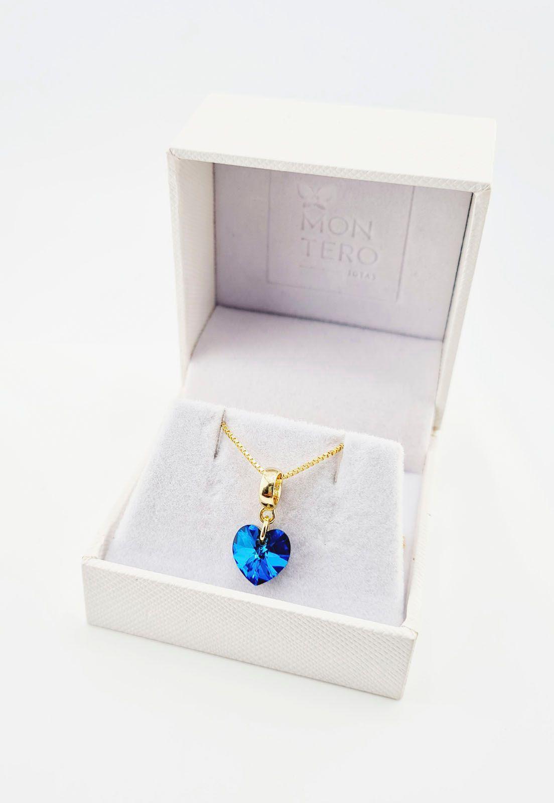 Collar Romance Gold  Cristales Genuinos Bermuda Blue-2